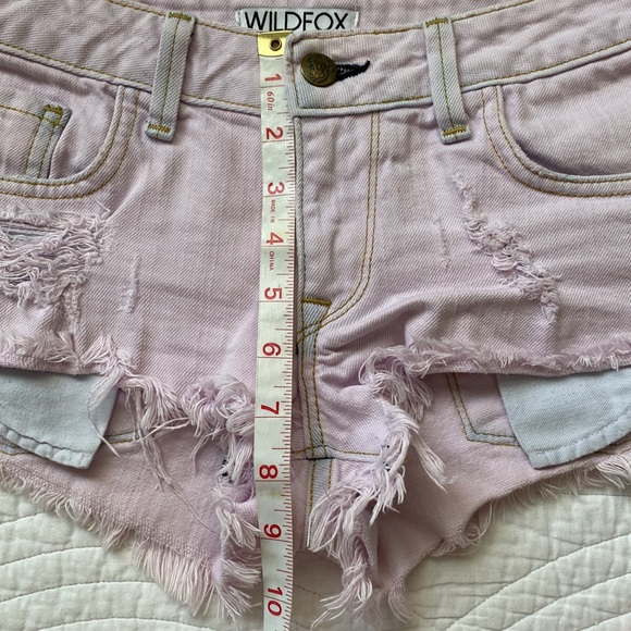Wildfox Friday Night Short Cutoff Frayed Overdyed Denim Jeans Pink Lavender 27 - Picture 11 of 15